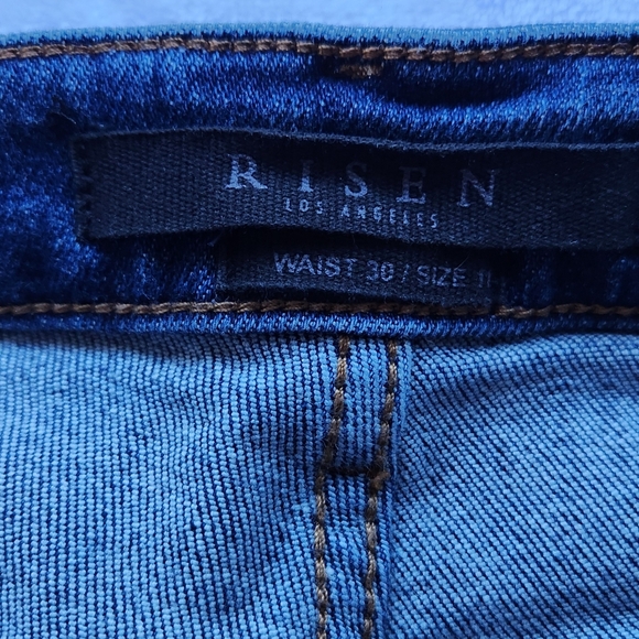 RISEN SKINNY Button Fly Distressed Denim Jeans - Picture 4 of 8